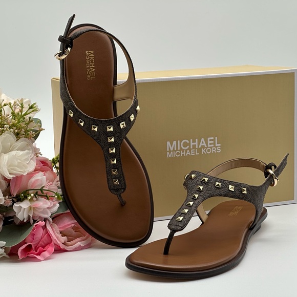 Michael Kors Studded T-Strap Sandals Size 8.5 - Picture 1 of 12